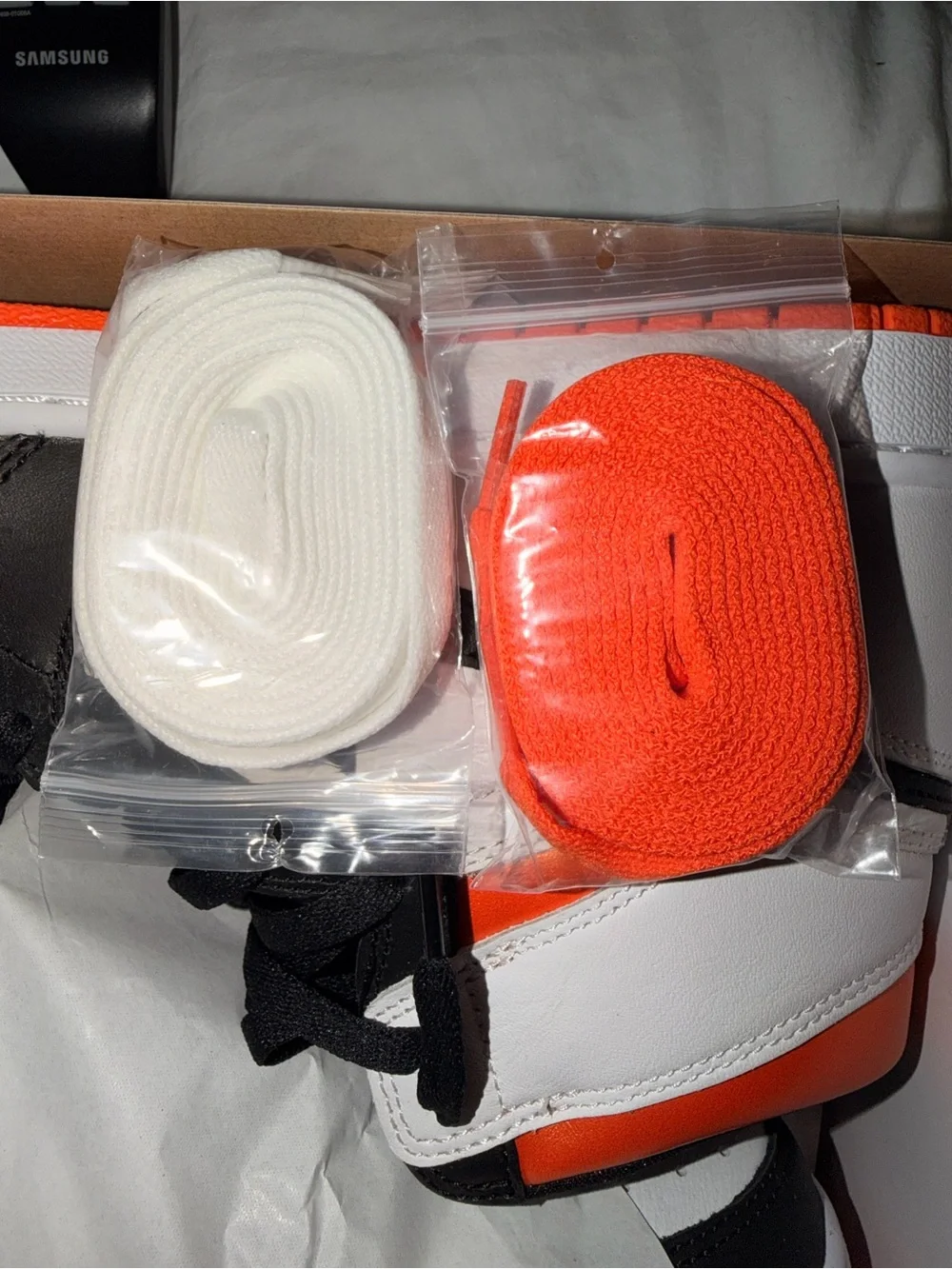 Jordan Men's High-Top Sneakers — Black/White with Orange Accent